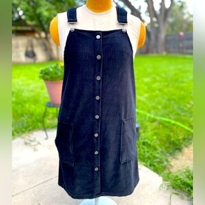 Black Corduroy Overalls Dress XL by Planet Gold Y2K 90s look